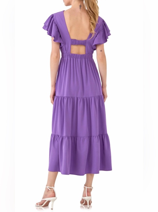 English Factory Dresses & Skirts - English Factory Women’s Purple Ruffle-Tiered Midi Dress